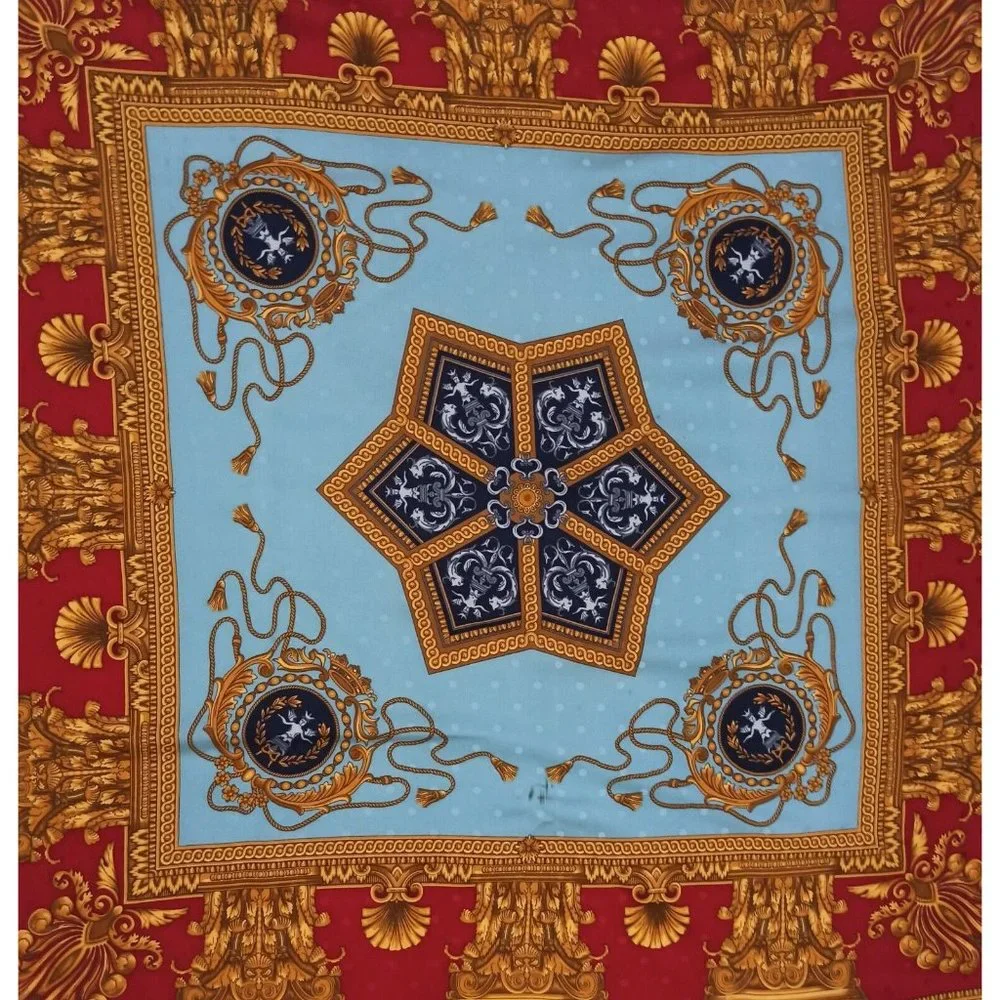 BLU DI BALESTRA Blue Royal Silk Scarf ITALY 34.5"/ 34.5” EC - Picture 8 of 10